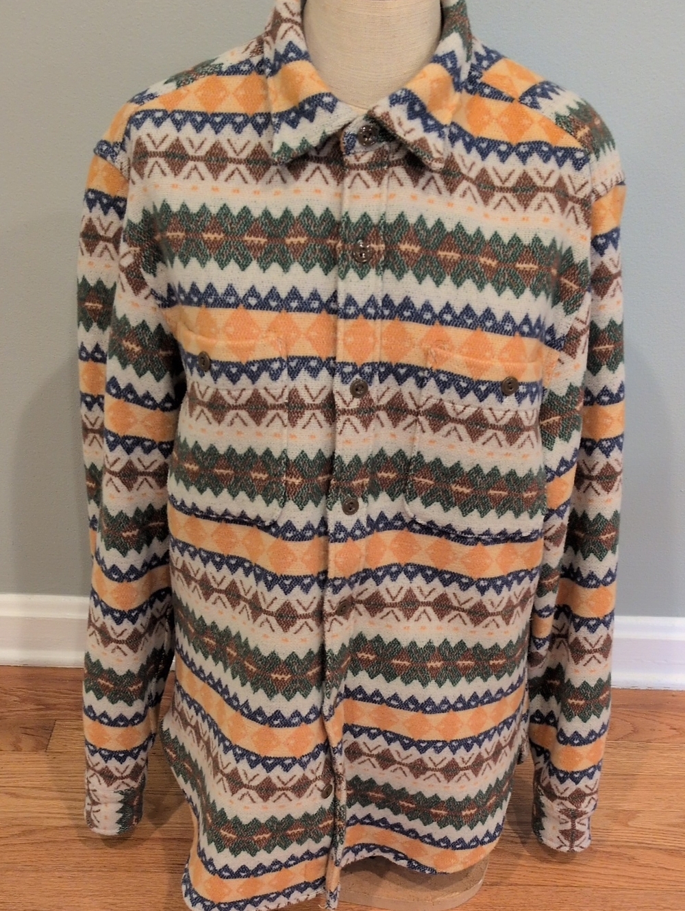 J.Crew Men's Fair Isle Work Shirt Winter Oat Medium